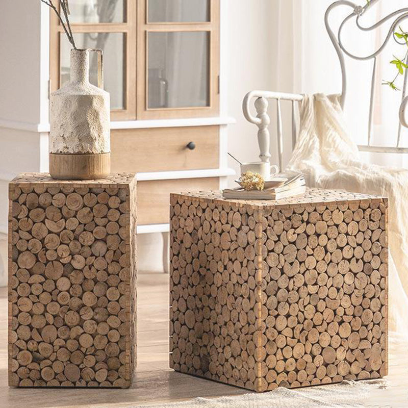 Vintage Geometric Wood End Table