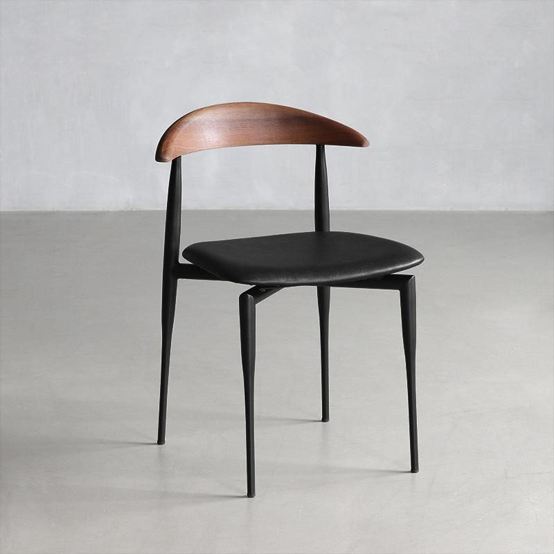 Nordic Cowl Curved Leather Wood Dining Chair