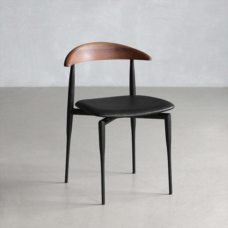Nordic Cowl Curved Leather Wood Dining Chair