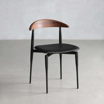 Nordic Cowl Curved Leather Wood Dining Chair