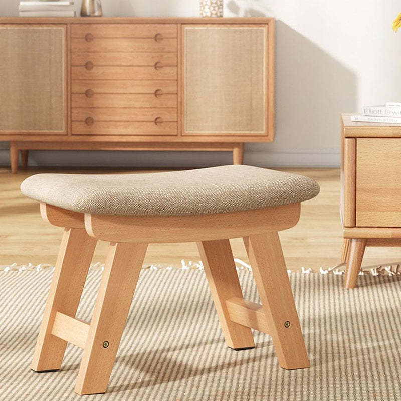 Minimalist Wood Cushion Shoe Bench — Original Wood Color - A