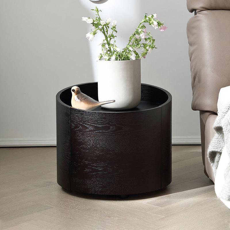 Minimalist 1-drawer cylinder nightstands in wood