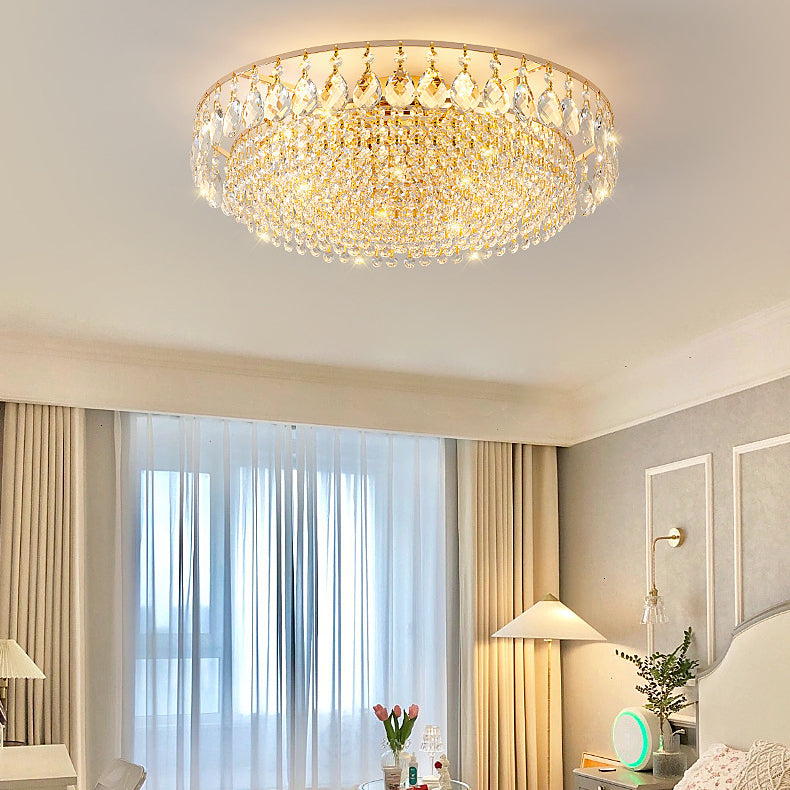 Modern Circle Iron Crystal 4/6/8/10-Light Flush Mount