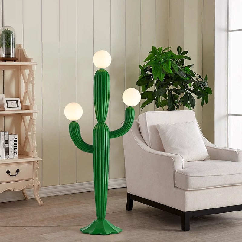 Contemporary Cactus Resin Glass 3-Light Floor Lamp