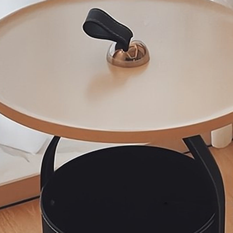 Contemporary Barrel Leather Steel Coffee Table