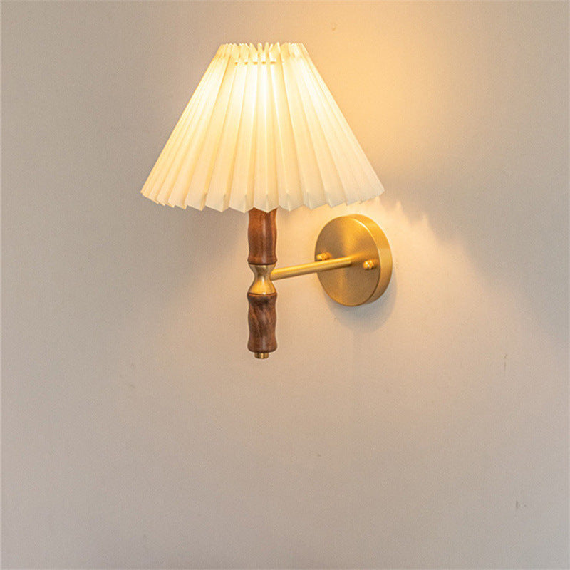 Lighom japanese umbrella pleated fabric wall sconces — 220V-240V (UK/AU)