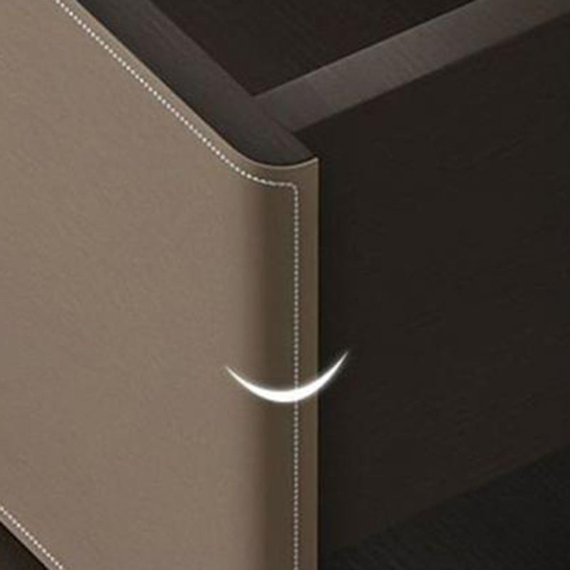 European Wood Leather 1-Drawer End Table