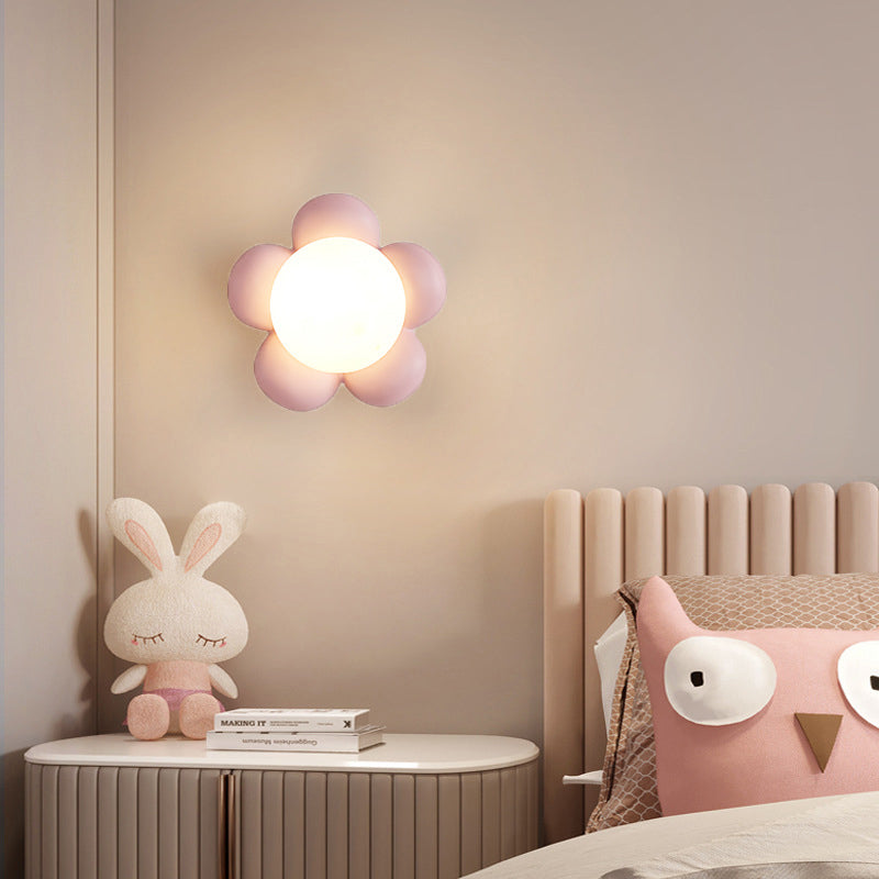 Nordic Flower Ceramic Wood Wall Sconce