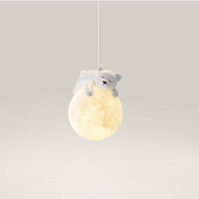 Contemporary Resin Rabbit Moon Kids Pendant Light