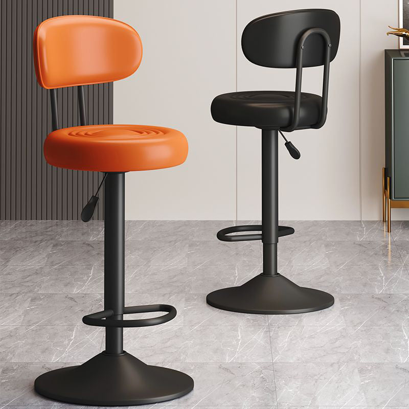 Contemporary Leather Swivel Bar Stool Height Adjustable