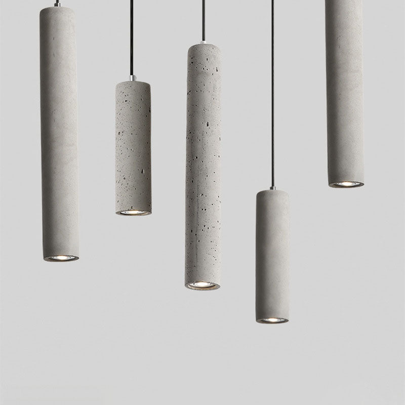 Industrial Textured Cement Cylinder Pendant Light