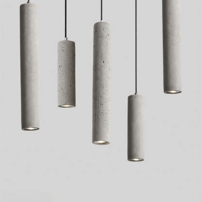 Industrial Textured Cement Cylinder Pendant Light
