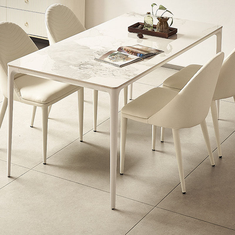 Minimalist Rock Slab Rectangular Dining Table Set For 4