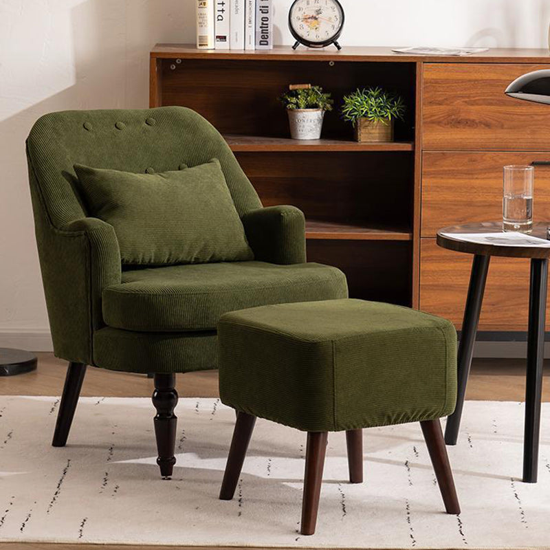 Vintage Corduroy Rubberwood Accent Chair