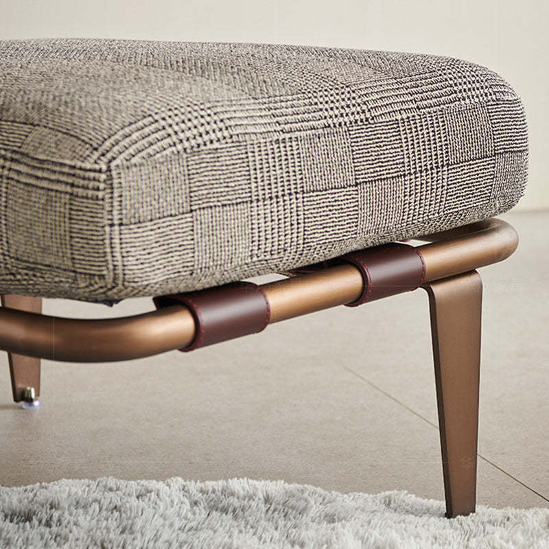 Minimalist Saddle Leather Lattice Base Square Accent Chair