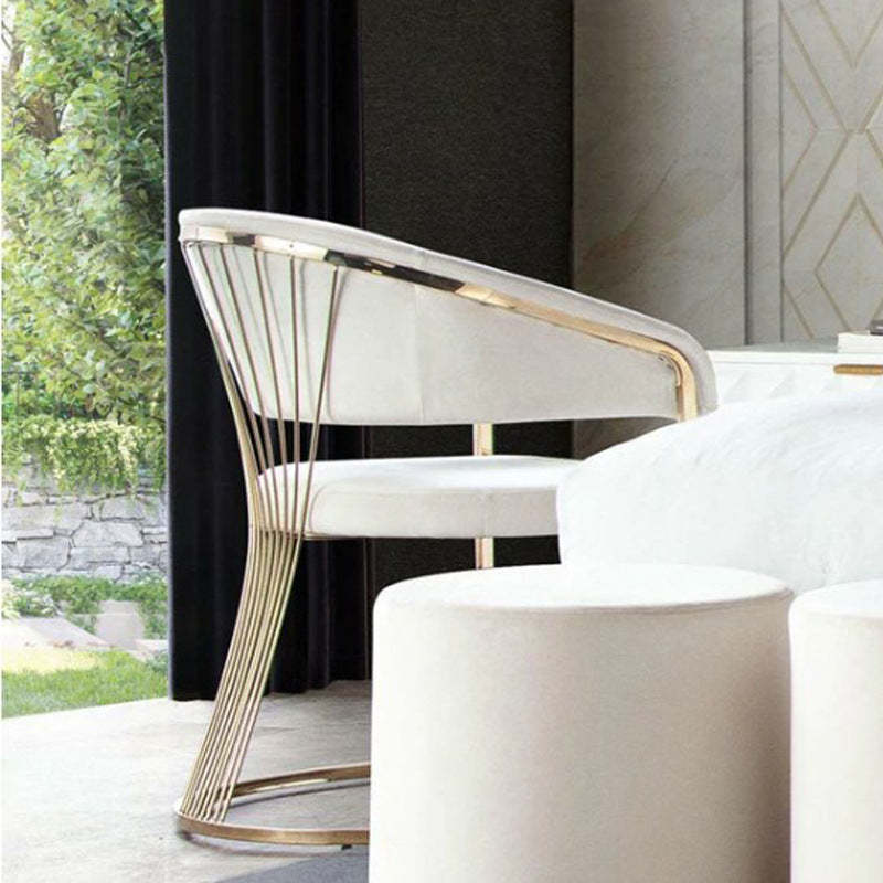 Minimalist Leather Metal Semi-Circular Curved Chair