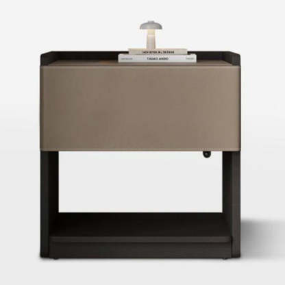 European Wood Leather 1-Drawer End Table
