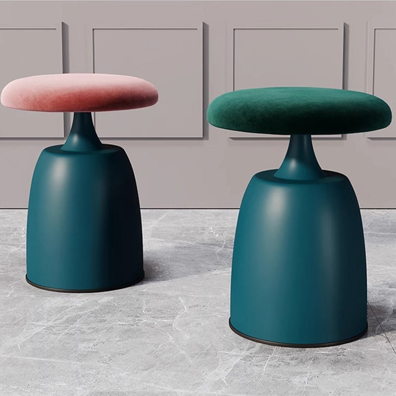 Minimalist Cylinder Fabric Metal Vanity Stool