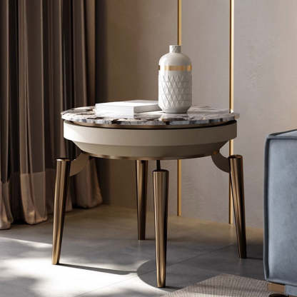 Contemporary Luxury Marble Steel End Table