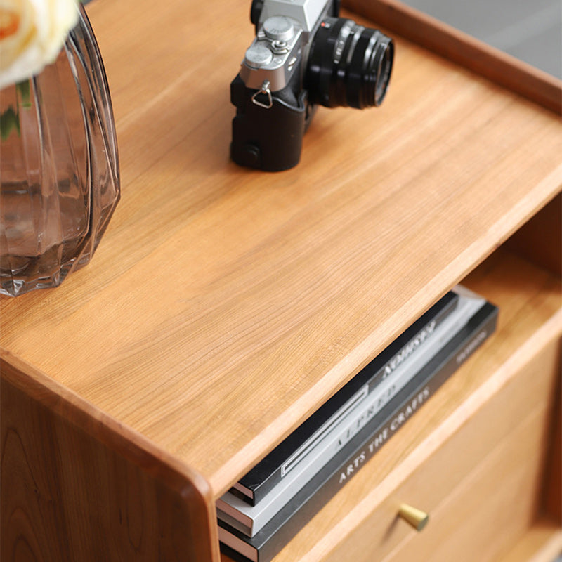 Retro Cherry Wood Oak Walnut 2-Drawer Nightstand