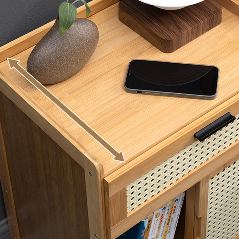Vintage Wood Bamboo Plastic Nightstand