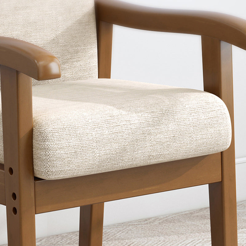 Modern Rubber Wood Cotton — 1 Chair With Khaki Cushion / Wood Color