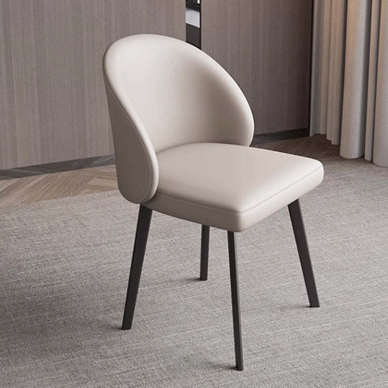 Minimalist Leather Wood Elliptical Curved Dining Chair