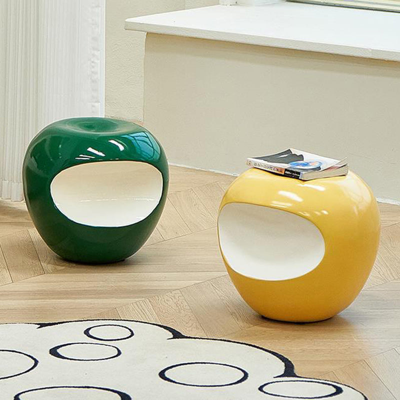 Modern Art Deco Apple Round Resin Chair — Red