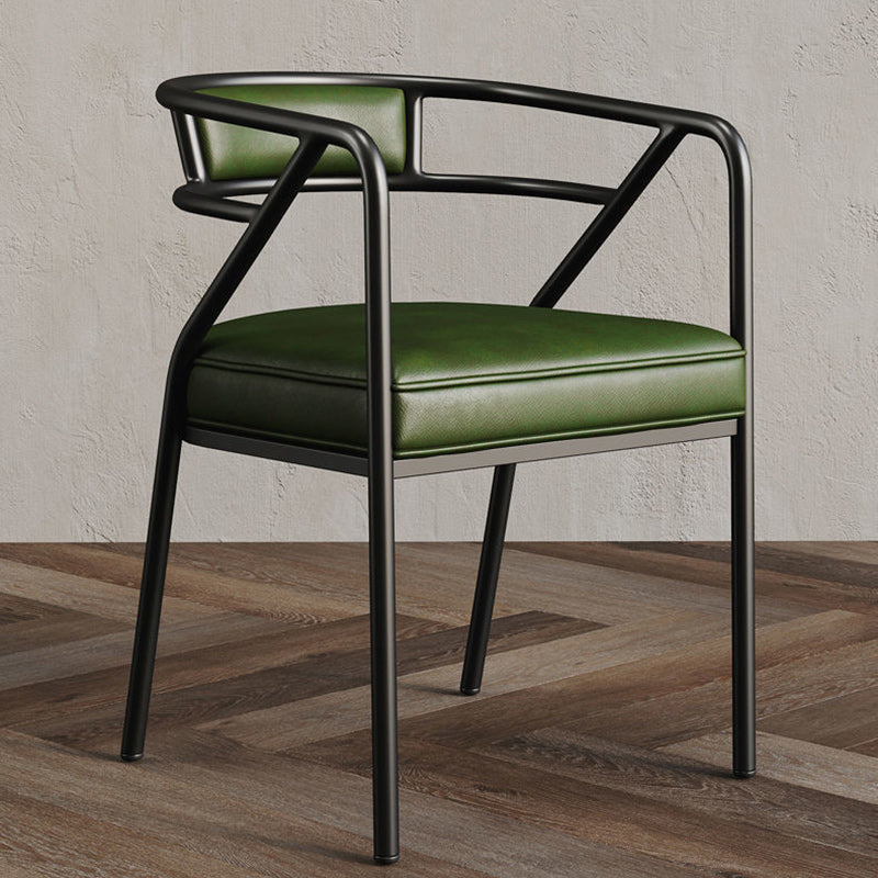 Industrial Suede Leather Curved Dining Chair — Black Frame / Kilobird Check - Fabric