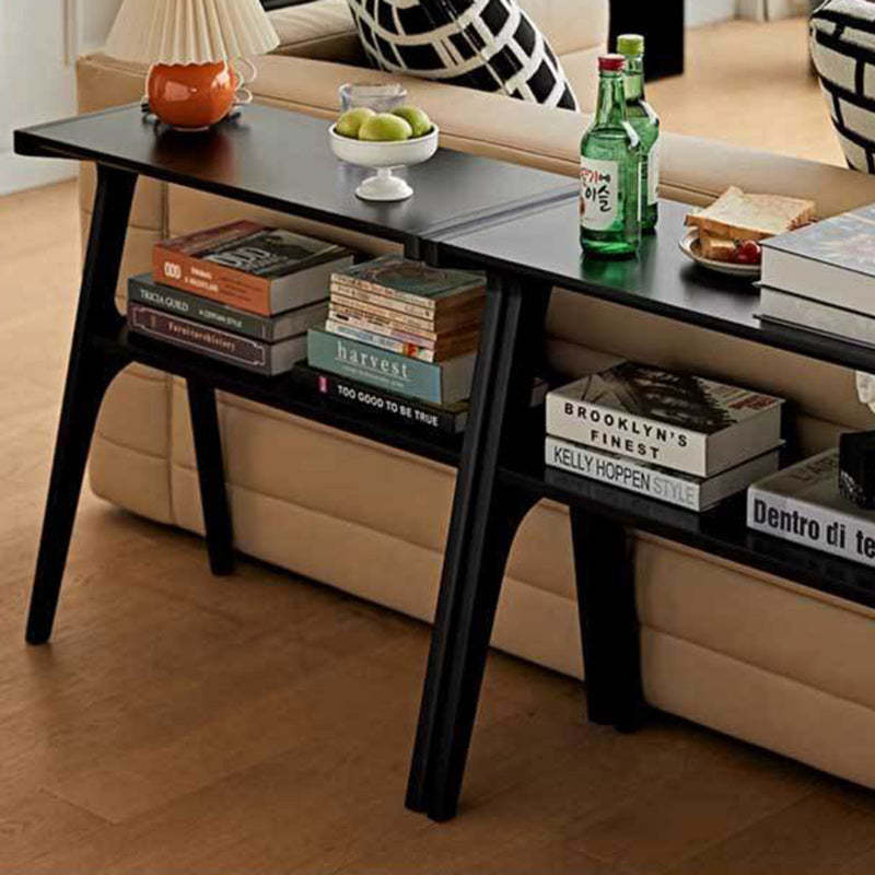 Lighom beech retro glass wood side tables