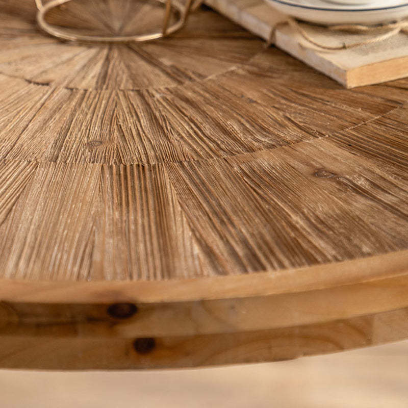 Rustic Round Wood Iron Coffee Table