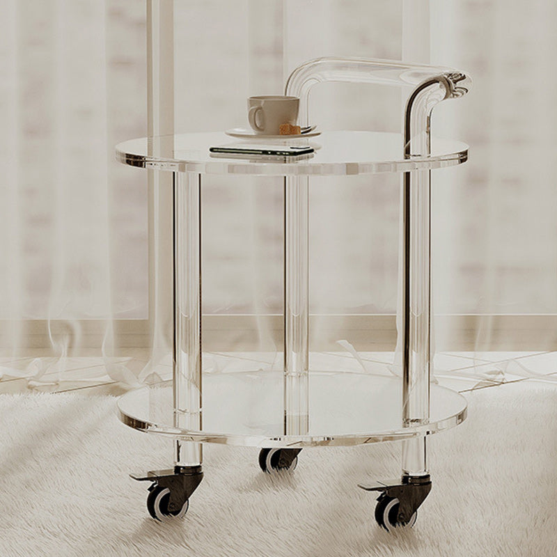 Minimalist round 2-tier wood end & side tables, Lighom