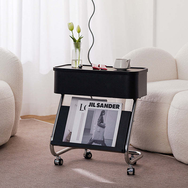Contemporary Steel 1-Drawer Side Table