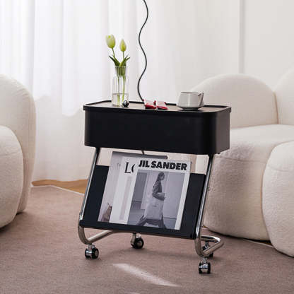Contemporary Steel 1-Drawer Side Table