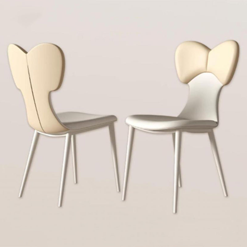 Nordic Leather Steel Bow Tie Dining Chair