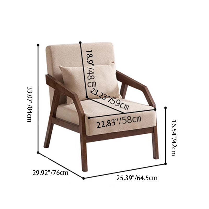 Scandinavian Fabric Wood Accent Chair
