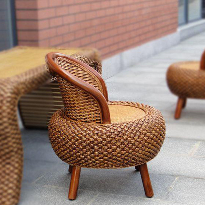 Vintage Orb Curved Bamboo Rattan Chair