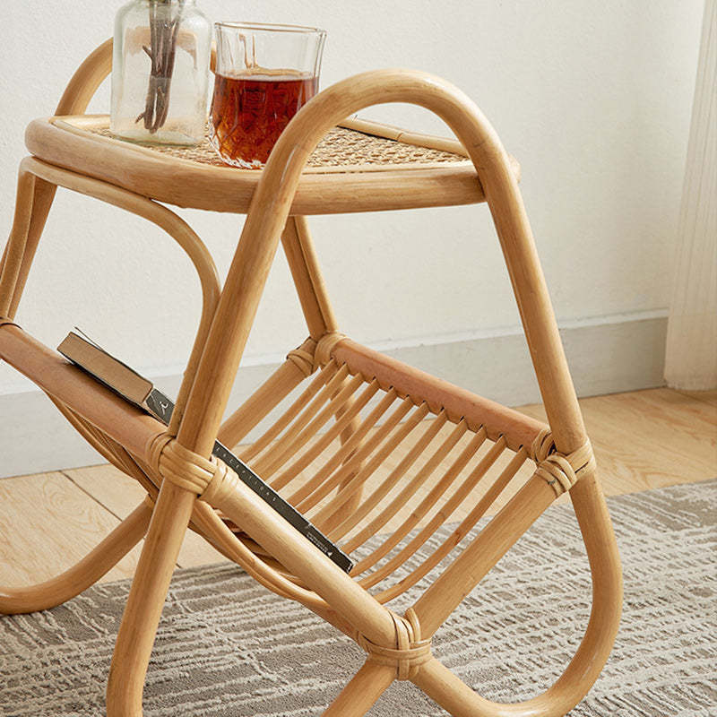 Japanese Woven Rattan Glass Side Table