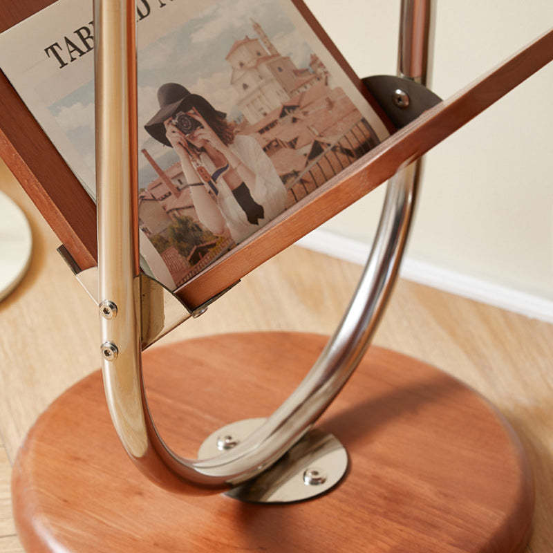 Vintage Wood Stainless Steel Side Table