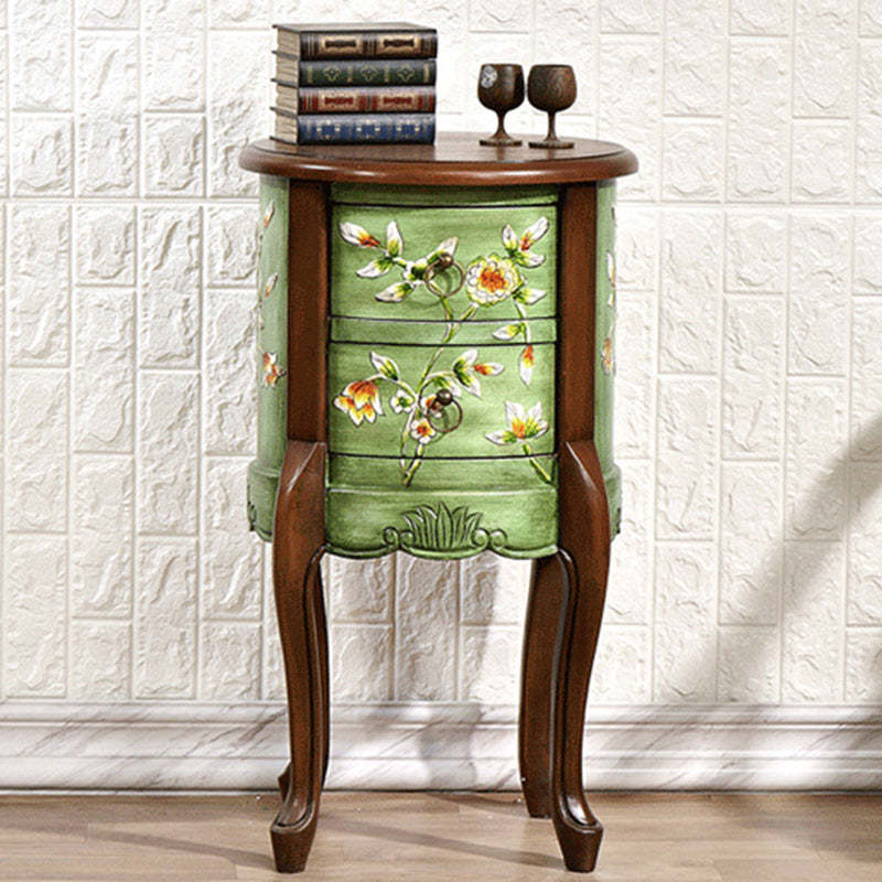 European Flower Painted Birch Side Table