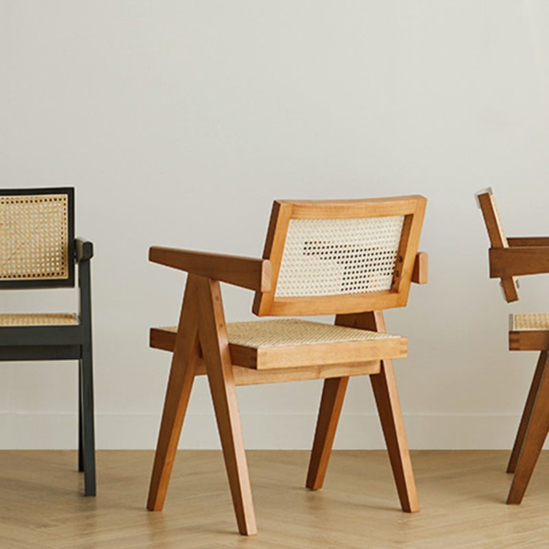 Japanese Rattan Wood V-Frame Dining Chair