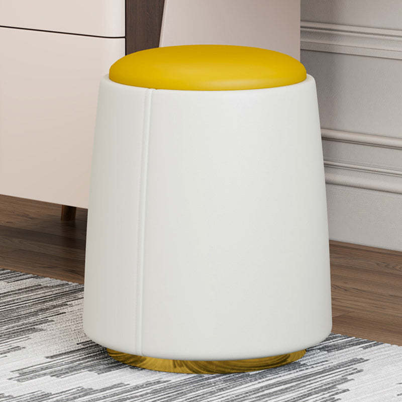 Lighom round vanity leather wood iron vanity stools for bedroom