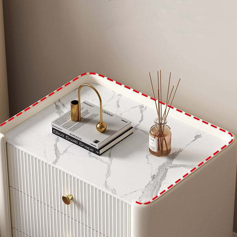 Minimalist Wood Rock Nightstand 3-Drawer — Gray