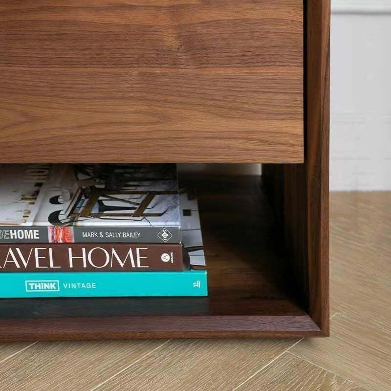 Chinese Square Wood 1-Drawer Nightstand