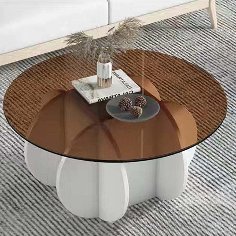 Lighom luxury oval cross glass coffee tables — Brown / White
