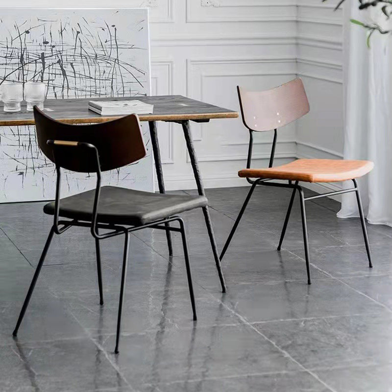 Industrial Curved PU Leather Dining Chair