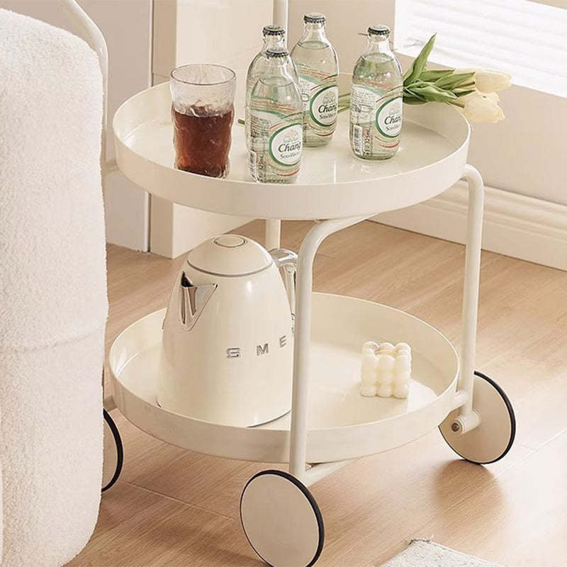 Minimalist Round Acrylic Steel 2-Tier End Table