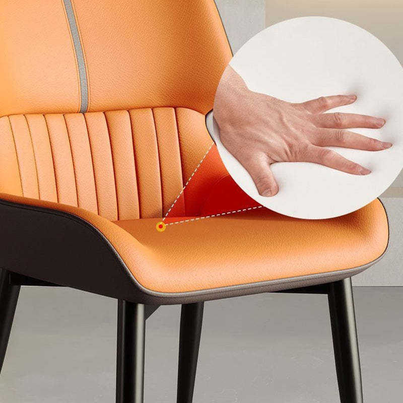 Scandinavian Leather Steel Vein Dining Chair
