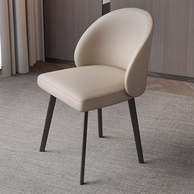 Minimalist Leather Wood Elliptical Curved Dining Chair