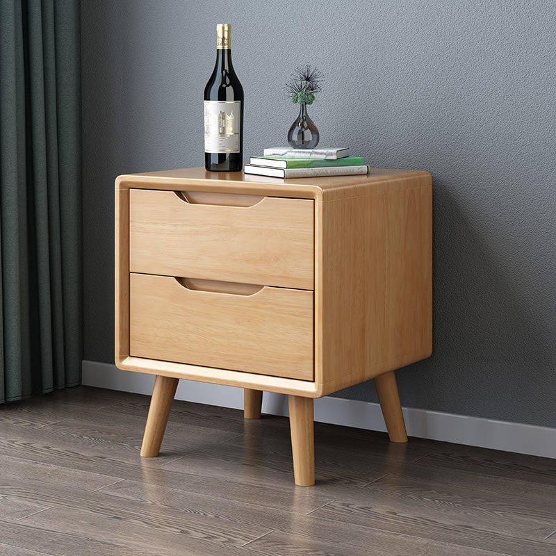 Minimalist Rubberwood Solid Wood Nightstand — 1 Drawer - White